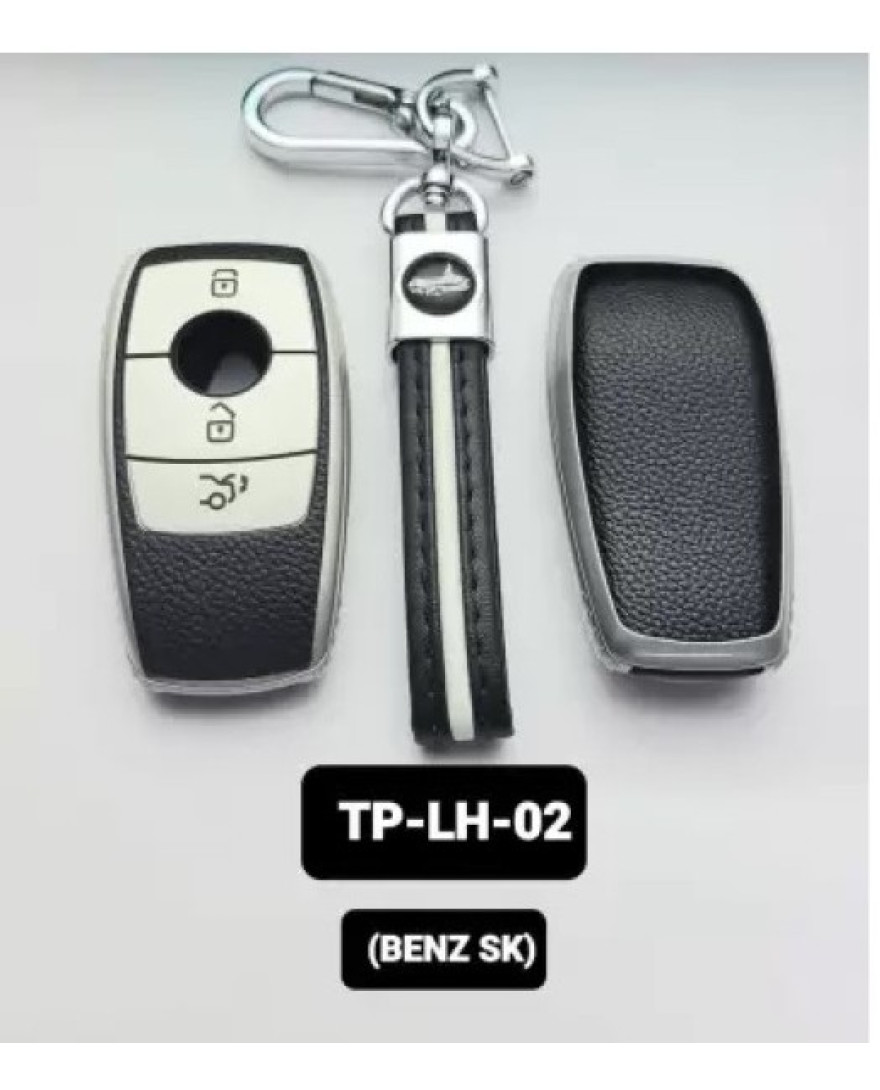 Key Care Leathet TPU Key Cover with Key Chain For Mercedes Benz | Black Silver TPU L TP LH 02